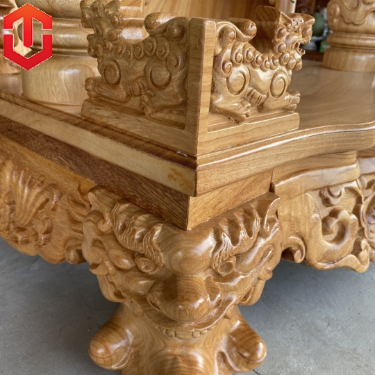BÀN THỜ ÔNG ĐỊA GÕ ĐỎ 80 CỘT 14 RỒNG CUỘN - Ảnh 4