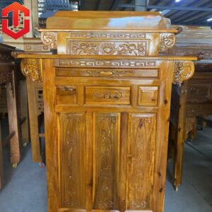 BÀN CÚNG TRÀM 1M07 2 TẦNG CHẠM SEN 2 CÁNH