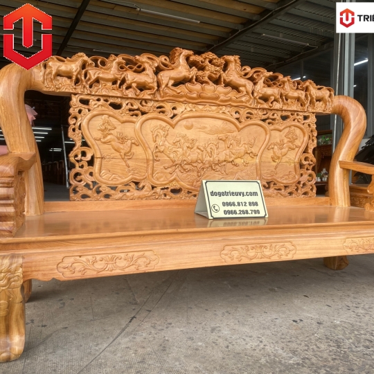 SALON NGỰA C12 GÕ ĐỎ 6 MÓN - Ảnh 3
