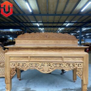 BÀN CÚNG NHƯ Ý CHÂN VÁT GÕ ĐỎ 1M97 + NHỊ CẤP GÕ 1 TẦNG 1M97
