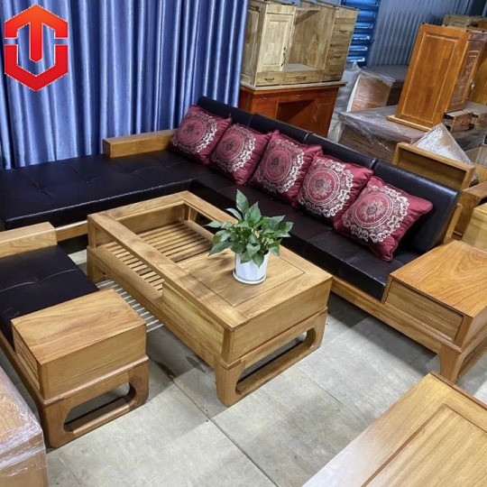 SOFA GÓC CHÂN CHOÃI GÕ ĐỎ - Ảnh 2
