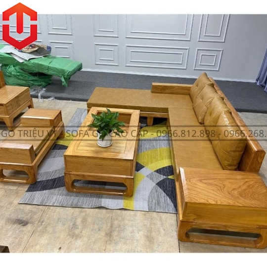 SOFA GÓC CHÂN CHOÃI GÕ ĐỎ - Ảnh 3
