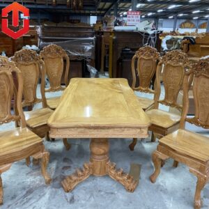 BÀN ĂN BÁNH TÂY GÕ ĐỎ 6 GHẾ