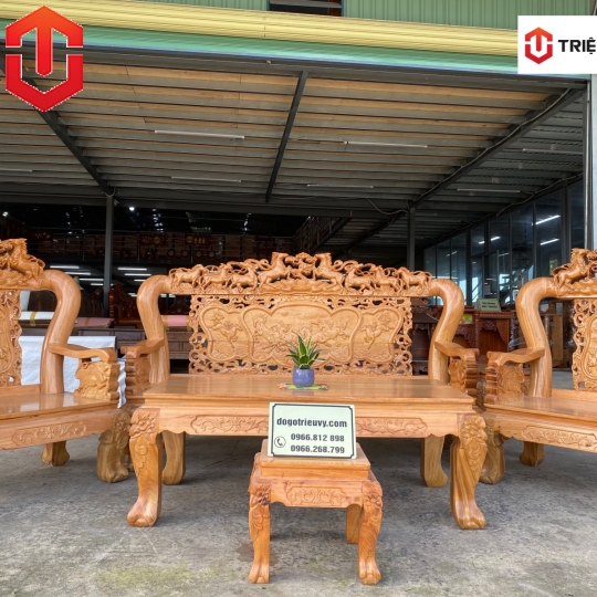 SALON NGỰA C12 GÕ ĐỎ 6 MÓN - Ảnh 4