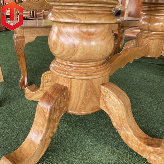 BÀN ĂN GÕ ĐỎ MẶT 3F - 8 GHẾ - Ảnh 4