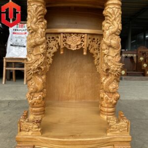 BÀN THỜ ÔNG ĐỊA RỒNG CUỘN GÕ ĐỎ 60 CỘT 14
