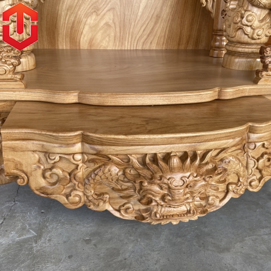 BÀN THỜ ÔNG ĐỊA GÕ ĐỎ 80 CỘT 14 RỒNG CUỘN - Ảnh 6