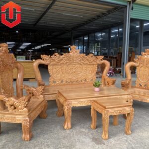 SALON NGHÊ 5 ĐẦU GÕ ĐỎ C12 6 MÓN