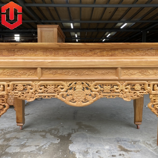 BÀN CÚNG NHƯ Ý CHÂN VÁT GÕ ĐỎ 1M97 - Ảnh 2