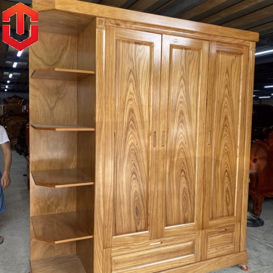 TỦ ÁO HƯƠNG XÁM PHỦ 3 CÁNH KỆ TRANG TRÍ - Ảnh 3
