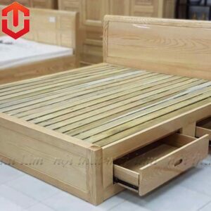 GIƯỜNG SỒI NGĂN KÉO MÀU TỰ NHIÊN 1M8