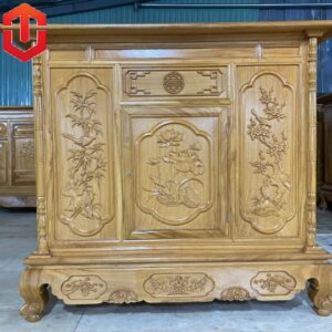TỦ THỜ CHẠM SEN GÕ ĐỎ 1M27