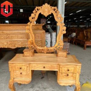 BÀN PHẤN GÕ ĐỎ 1M2 CHÂN LUY GƯƠNG HOA HỒNG
