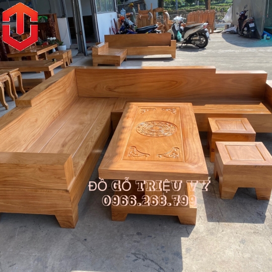 SOFA GÓC HỘP GÕ ĐỎ - SOFA GỖ CAO CẤP