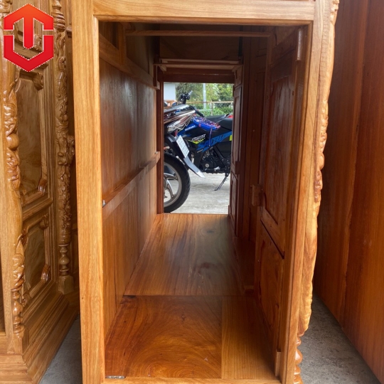 TỦ THỜ BỤNG PHỆ GÕ ĐỎ MẶT CHẠM 1M6 - CAO CẤP - Ảnh 2
