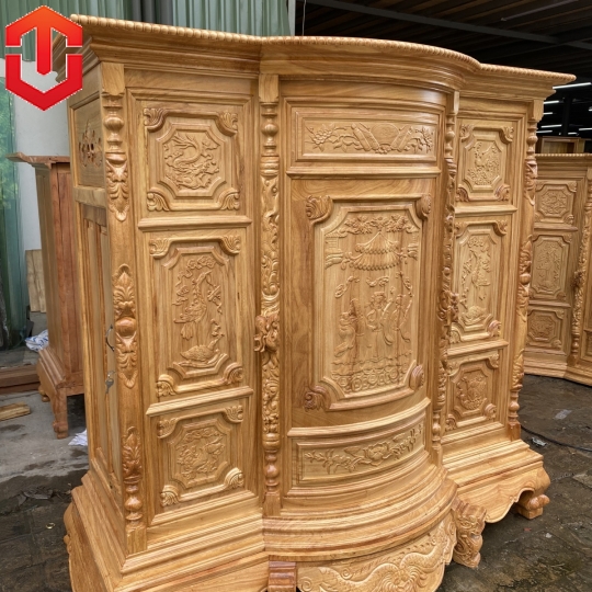 TỦ THỜ BỤNG PHỆ GÕ ĐỎ MẶT CHẠM 1M6 - CAO CẤP - Ảnh 5