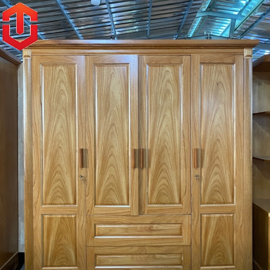 TỦ ÁO GÕ ĐỎ 4 CÁNH 2M - Ảnh 3