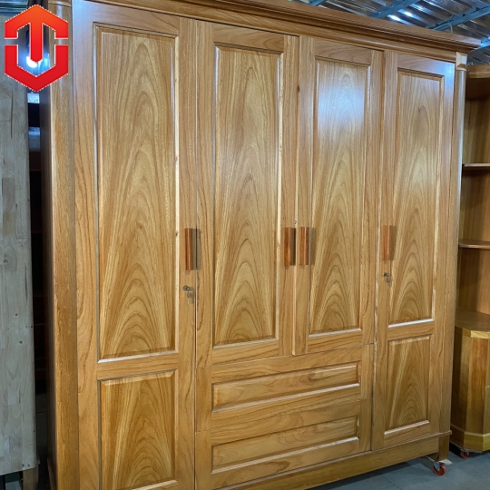 TỦ ÁO GÕ ĐỎ 4 CÁNH 2M - Ảnh 2