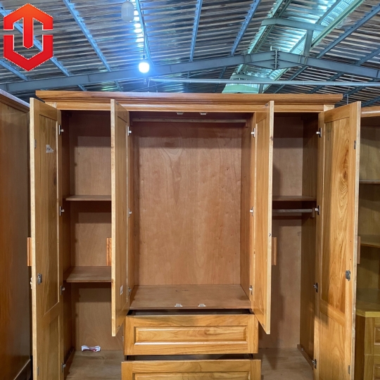 TỦ ÁO GÕ ĐỎ 4 CÁNH 2M - Ảnh 5