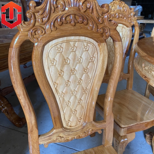 BÀN ĂN TRÒN CĂM XE MẶT GÕ 6 GHẾ - Ảnh 6