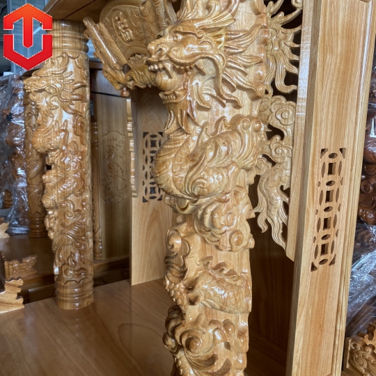 BÀN THỜ ÔNG ĐỊA RỒNG CUỘN GÕ ĐỎ 80CM - Ảnh 10