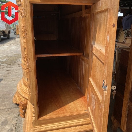 TỦ THỜ BỤNG PHỆ TRƠN GÕ ĐỎ 1M97 - TỦ THỜ GÕ ĐỎ CAO CẤP - Ảnh 4