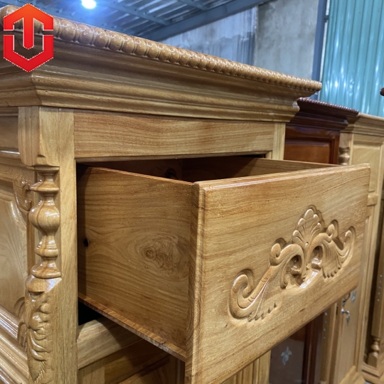 TỦ THỜ BỤNG PHỆ MẶT TRƠN GÕ ĐỎ 1M8 - Ảnh 8