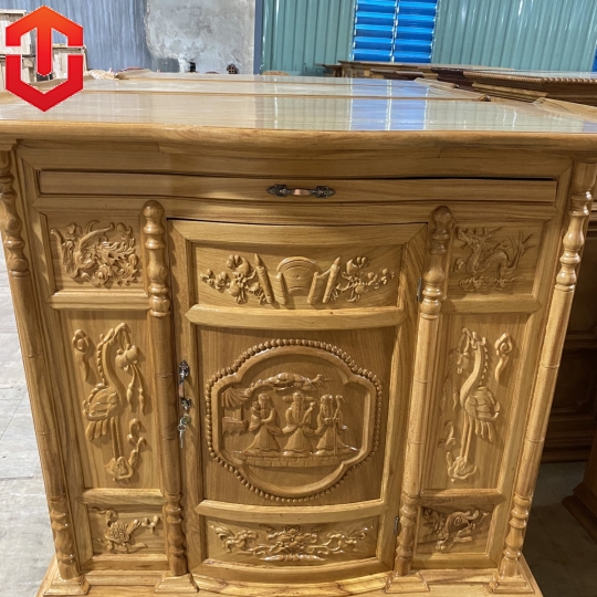 TỦ THỜ CHẠM TAM ĐA GÕ ĐỎ 1M27 - Ảnh 10