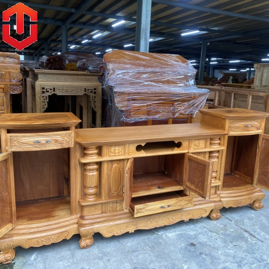 KỆ TIVI CỘT LÕM 2M6 GÕ ĐỎ - Ảnh 6
