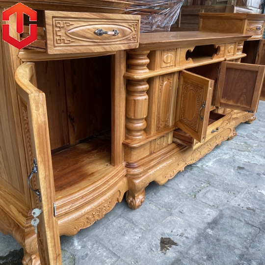 KỆ TIVI CỘT LÕM 2M6 GÕ ĐỎ - Ảnh 8