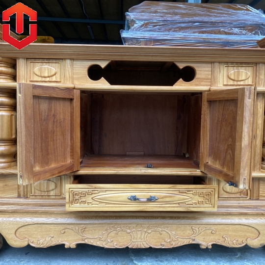 KỆ TIVI CỘT LÕM 2M6 GÕ ĐỎ - Ảnh 9