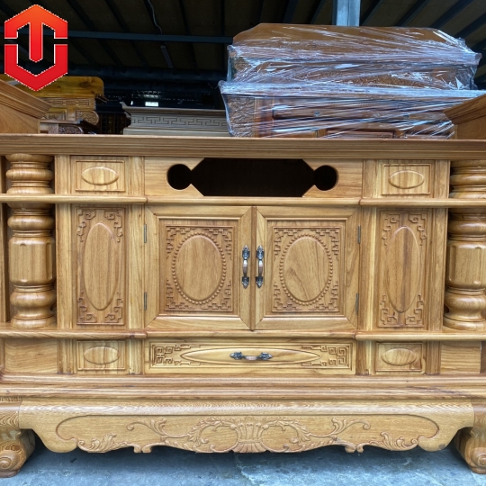 KỆ TIVI CỘT LÕM 2M6 GÕ ĐỎ - Ảnh 10