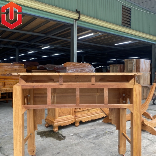 BÀN CÚNG GỖ GÕ ĐỎ CHẠM SEN 1M53 - Ảnh 7