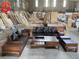 SOFA 2 VĂNG ĐÙI GÀ SỒI LAU  MÀU ÓC CHÓ - VẾ TRÁI