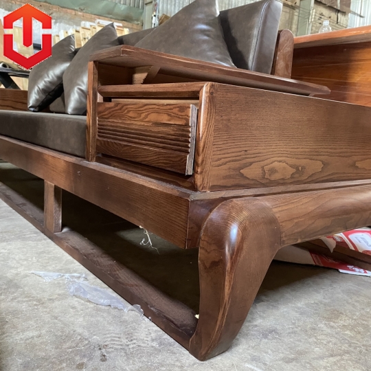 SOFA 2 VĂNG ĐÙI GÀ SỒI LAU MÀU ÓC CHÓ - VẾ TRÁI - Ảnh 2
