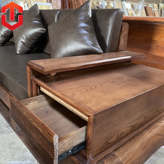 SOFA 2 VĂNG ĐÙI GÀ SỒI LAU MÀU ÓC CHÓ - VẾ TRÁI - Ảnh 11