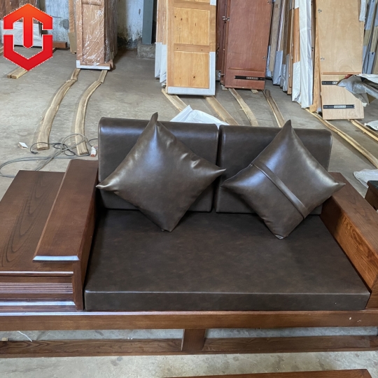 SOFA 2 VĂNG ĐÙI GÀ SỒI LAU MÀU ÓC CHÓ - VẾ TRÁI - Ảnh 10