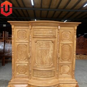 TỦ THỜ BỤNG PHỆ GÕ ĐỎ MẶT CHẠM TAM ĐA 1M6