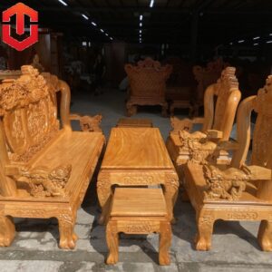 SALON NGHÊ 3 KHOANG GÕ ĐỎ C12 6 MÓN