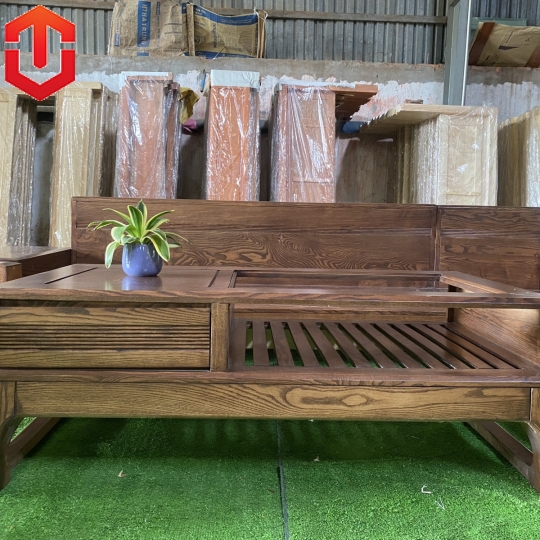 SOFA GÓC CHÂN CHOÃI SỒI LAU MÀU ÓC CHÓ - VẾ PHẢI - Ảnh 16