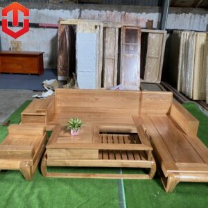 SOFA GÓC ĐÙI GÀ SỒI LAU MÀU HƯƠNG VÀNG - VẾ PHẢI