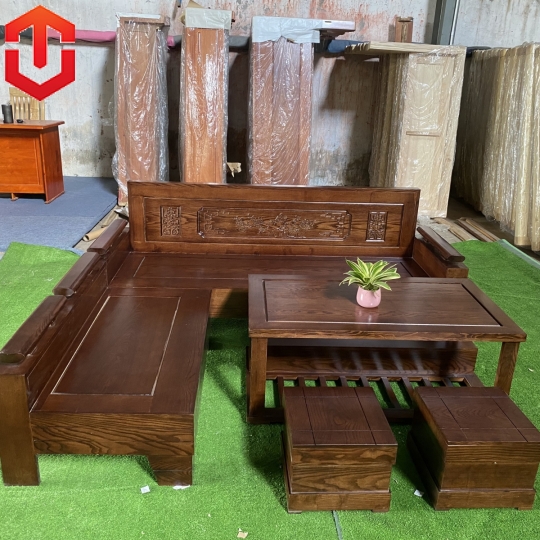 SOFA GÓC NHỎ 2Mx1M8 SỒI TỰA ĐỤC CẢNH LAU MÀU ÓC CHÓ - Ảnh 5