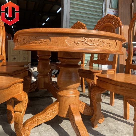 BÀN ĂN OVAL GÕ ĐỎ 6 GHẾ - Ảnh 5