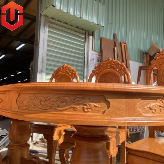BÀN ĂN OVAL GÕ ĐỎ 6 GHẾ - Ảnh 11