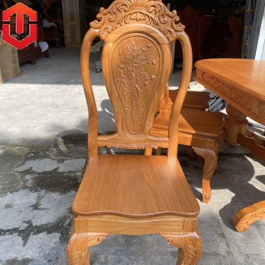 BÀN ĂN OVAL GÕ ĐỎ 6 GHẾ - Ảnh 4