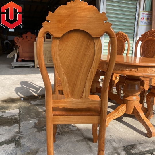BÀN ĂN OVAL GÕ ĐỎ 6 GHẾ - Ảnh 2