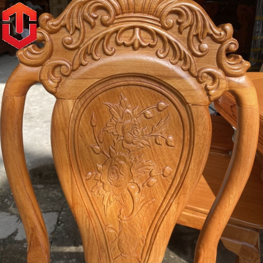 BÀN ĂN OVAL GÕ ĐỎ 6 GHẾ - Ảnh 8