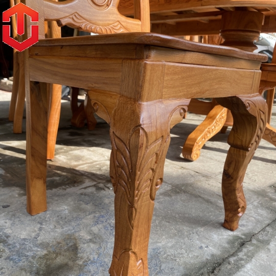 BÀN ĂN OVAL GÕ ĐỎ 6 GHẾ - Ảnh 3