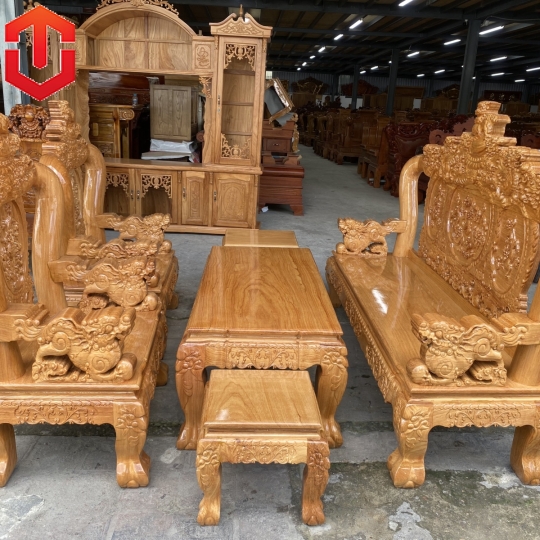 SALON NGHÊ 5 ĐẦU GÕ ĐỎ CỘT 12 6 MÓN - Ảnh 9