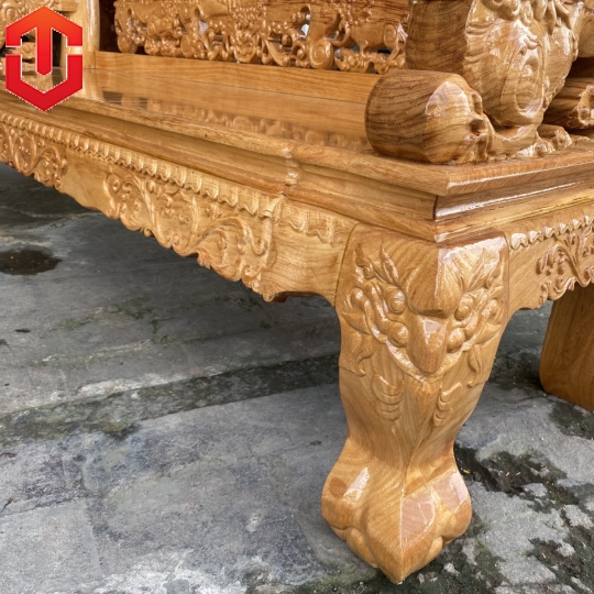SALON NGHÊ 5 ĐẦU GÕ ĐỎ CỘT 12 6 MÓN - Ảnh 12